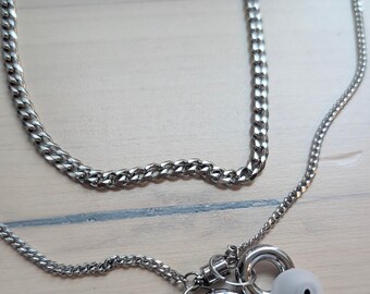 Men's or Unisex Stainless Steel Chain Magnetic Custom Necklace for with or without Earplugs | For Concerts and Festivals