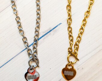 Muni Heart Pendant Necklace: San Francisco Transit, Chunky Chain