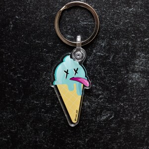 Punk Funny Weird Teal Ice Cream Keychain | trash_b0t Street art