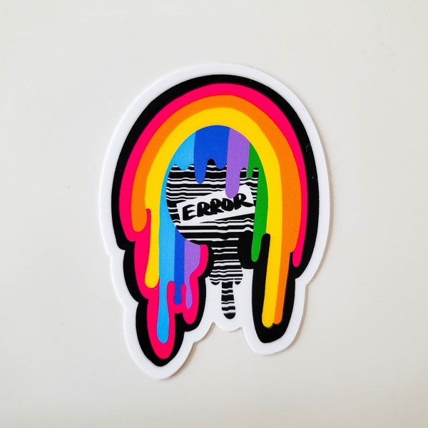 Kawaii Error 404 Malfunction Girl Graphic Sticker | trash_b0t Street Art