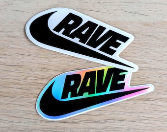 Rave EDM Festival Nike Swoosh Pack of 2 Stickers | trash_b0t street art