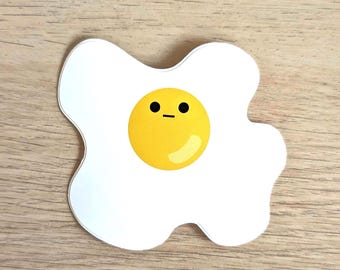 Eggmotional Egg Sunny Side Up Emoji Vinyl Sticker | trash_b0t Street Art