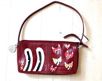 One of a Kind Upcycled Reaction by Kenneth Cole Red Shoulder Bag