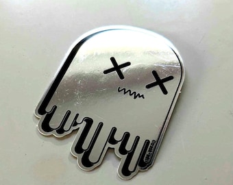Iconic Weird Monster Mirror Reflective Glam Punk Vinyl Sticker Slap | trash_b0t Street Art
