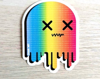 trash_b0t Street Art Sticker | Rainbow Colorful Multicolor Monster Vinyl Slap