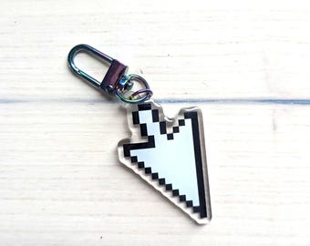 Y2K Cursor Keychain | Pixelated Windows Computer Mouse Pointer Acrylic Charm | 90s Tech Aesthetic Gift | trashb0t Street Art