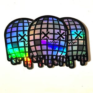Holographic Disco Ball EDM Dance Festival Y2K Weird Monster Vinyl Sticker Slap | trash_b0t Street Art