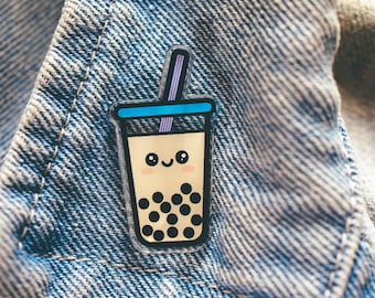 Kawaii Boba Bubble Tea Acrylic Pin | trash_b0t Street Art