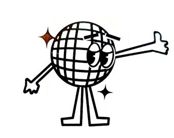 trash_b0t Street Art Sticker | Disco Ball 90s Retro Cartoon Vinyl Slap