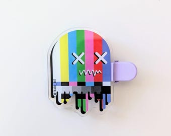 TV Multicolor Glitch Error Bars Y2K Weird Monster Hair Clip | trash_b0t Street Art