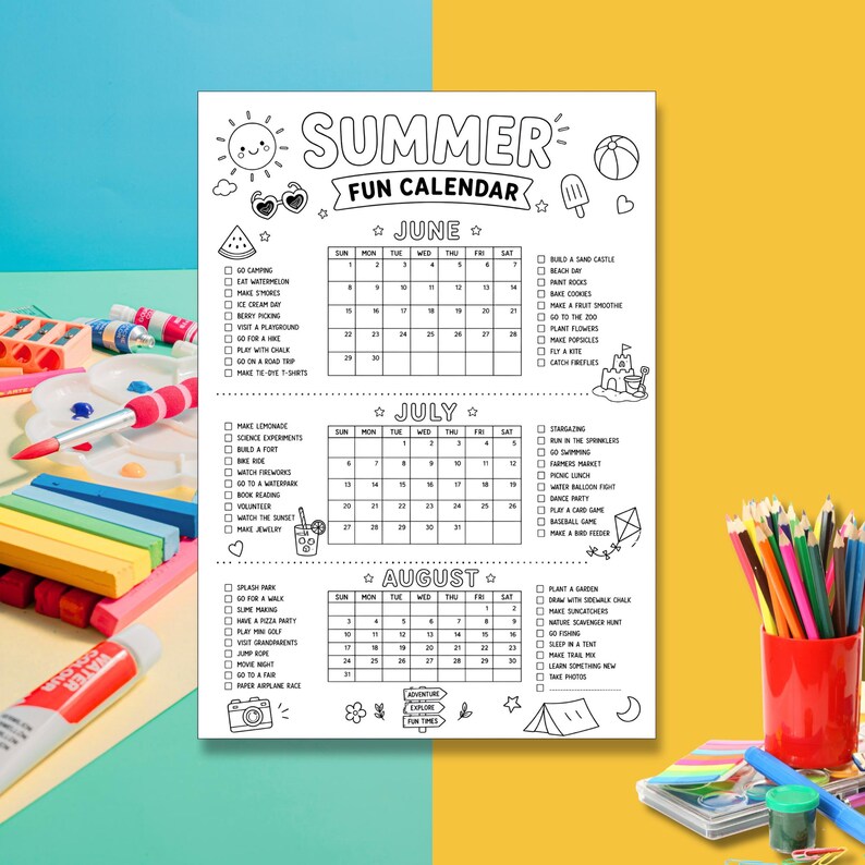 Summer Bucket List Printable | Kids Activity Checklist (digital ...