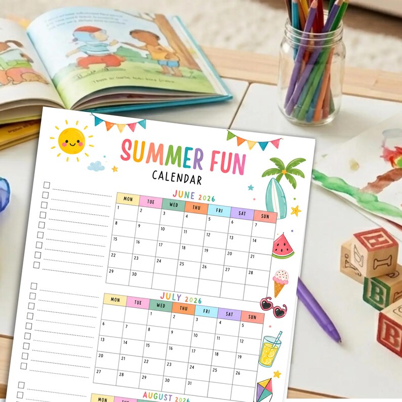Summer Bucket List Printable | Kids Activity Checklist (digital ...