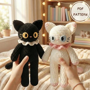 Really Long Kitties Low-Sew Crochet Pattern | Amigurumi (PDF, English)
