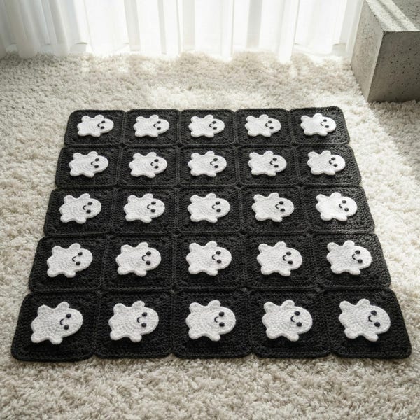 Ghost Granny Square Crochet Blanket Pattern (PDF, English)
