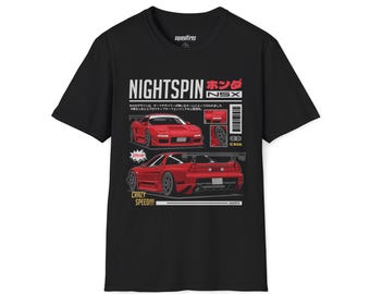 Koszulka z ilustracją Honda NSX | JDM Racing, czerwona grafika wektorowa NSX