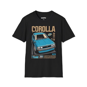 Toyota Corolla KE70 Nostalgic Tribute Unisex Softstyle T-Shirt, Drift Car Enthusiast Gift, JDM Racing Apparel, Retro Car Lover Tee, Vintage