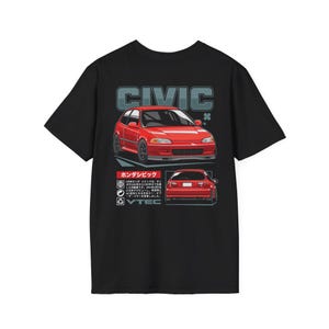 Honda Civic EG 90s Icon Unisex Softstyle T-Shirt, Lightweight High-Revving Car Enthusiast Tee, JDM Tuning Shop Apparel, Japanese Car of the