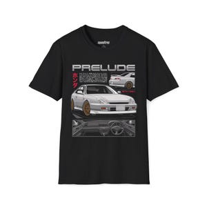 Honda Prelude Tribute Unisex softstyle T-shirt, vintage Japanse sportcoupé T-shirt, JDM autoliefhebber cadeau, autokleding, retro