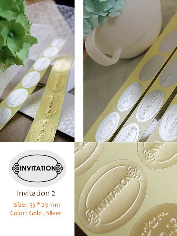 100 piezas de oro sobre de invitación de Boda Sellos en relieve Pegatinas Arte de papel