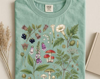 Poisonous Plants Tee, Botanical Goth Shirt, Dark Academia Botanical Tee, Witchy Plant Shirt, Vintage Nature Graphic Tee