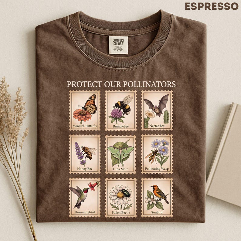 Pollinator Shirt, Bee Butterfly Shirt, Nature Lover Gift, Biology Teacher Tee, Protect Pollinators Shirt, Garden Lover Comfort Colors image 4