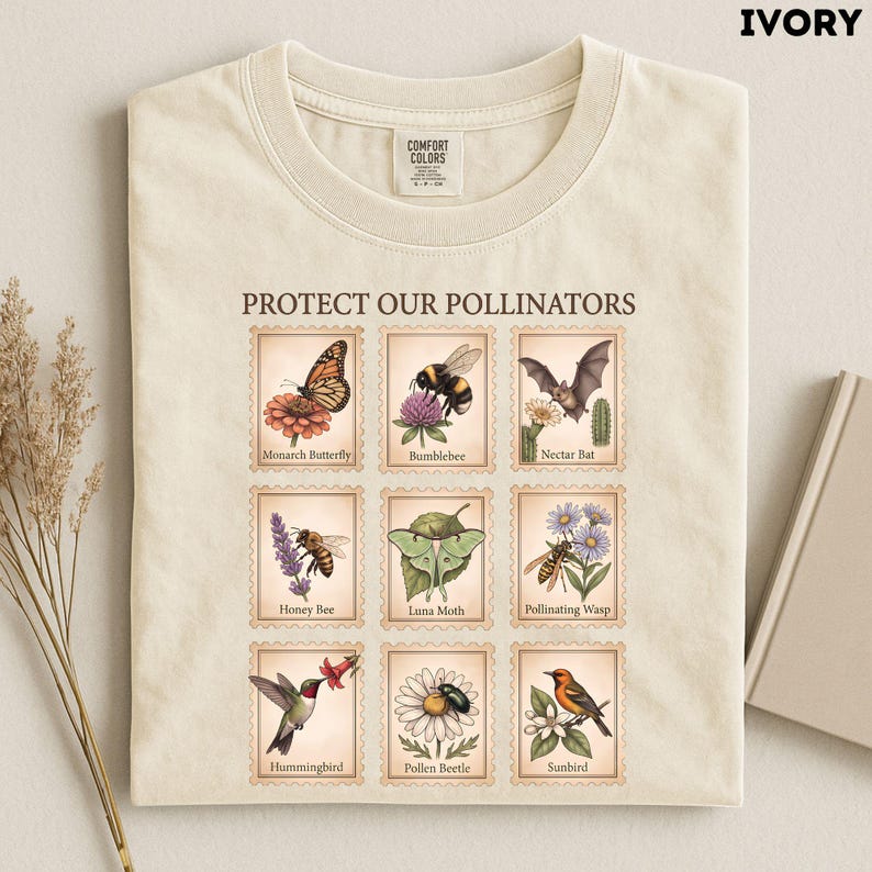 Pollinator Shirt, Bee Butterfly Shirt, Nature Lover Gift, Biology Teacher Tee, Protect Pollinators Shirt, Garden Lover Comfort Colors image 3
