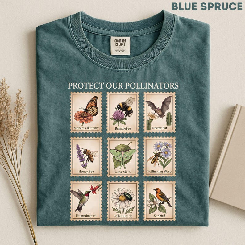 Perfect for nature lovers, gardeners, bee lovers, butterfly fans, biology teachers, science teachers, ecology lovers, hummingbird fans, and anyone who cares about pollinators. Great as a pollinator shirt, bee butterfly shirt, nature lover gift, biology teacher tee, garden lover shirt, protect the bees shirt, or Comfort Colors graphic tee for wildlife and conservation supporters.