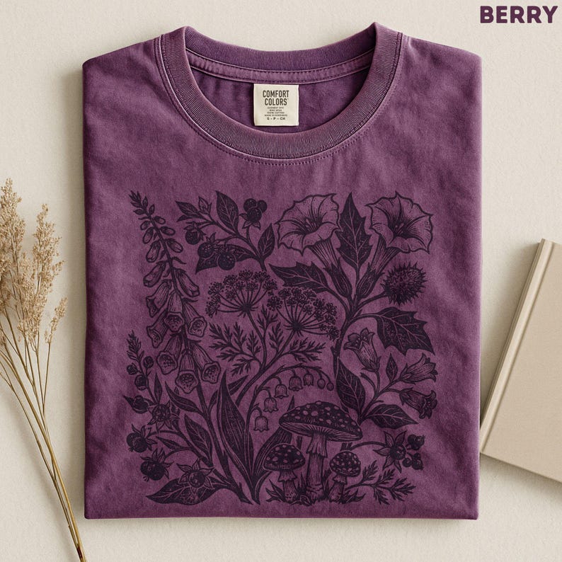 Poisonous Plants Shirt, Botanical Goth Shirt, Dark Academia Botanical Tee, Witchy Plant Shirt, Vintage Botanical Tee image 4