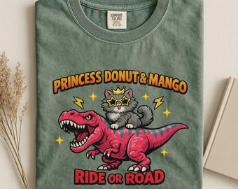 Princess Donut and Mongo Shirt, Dungeon Crawler Carl Tee Retro Dinosaur and Cat Shirt Geeky Cat Lover Tshirt Donu Mongo Bookish Merch