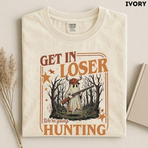 Jaga för spöken, jakt, rolig t-shirt, retro Halloween-tröja, läskig säsong-grafik-tröja, bekväma färger