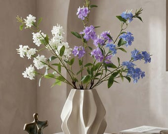 Artificial Snow Orchid Branch, Silk Phlox Flower for Tall Vase, Minimalist Home Decor
