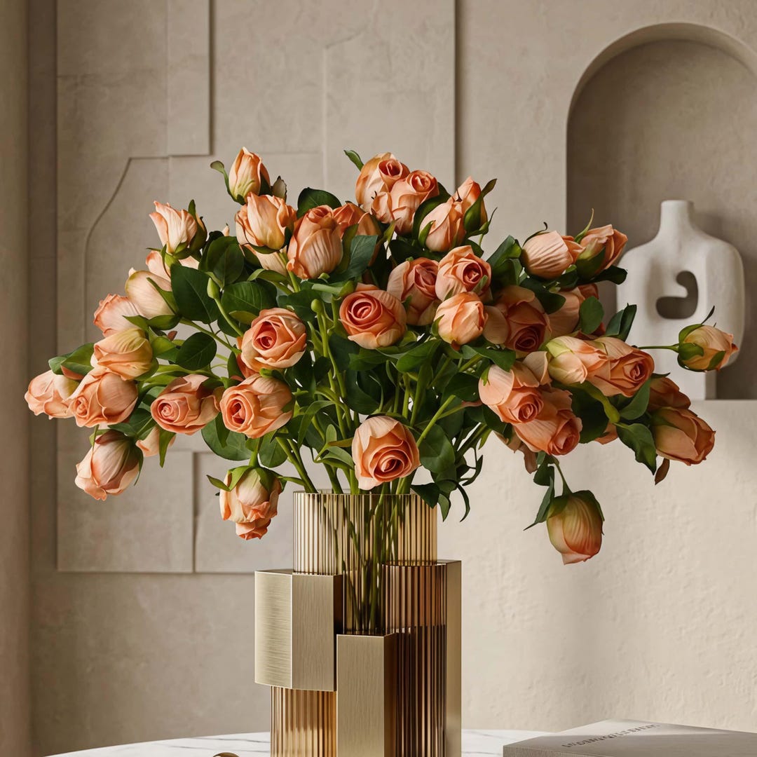 Vintage Burnt Edge Silk Roses, 19.7