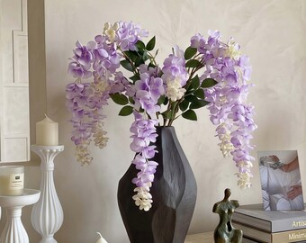 Flores colgantes de glicina artificial, enredaderas de glicina de seda para decoración de arcos de boda