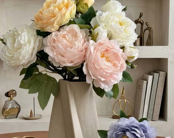 Large Silk Peony Stem, Realistic Faux Flower for Wedding Decor, Bouquet Arrangement