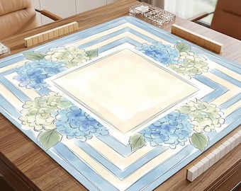 Tapete de juego extragrande con diseño de hortensias azules, almohadilla antideslizante para tablero de póker.