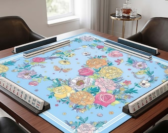Tapete de Mahjong Floral, Cubierta de Mesa de Juego Botánica Vintage, Reduce el Ruido, Almohadilla de Escritorio Impermeable