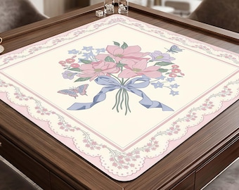 Tapete de Mahjong Floral, Funda para Mesa de Juego con Ramo Vintage, Reducción de Ruido, Base Antideslizante