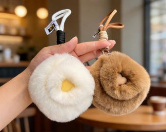 Rabbit Fur Coin Purse Keychain | Plush Bag Charm & Backpack Accessory | Gift for Her