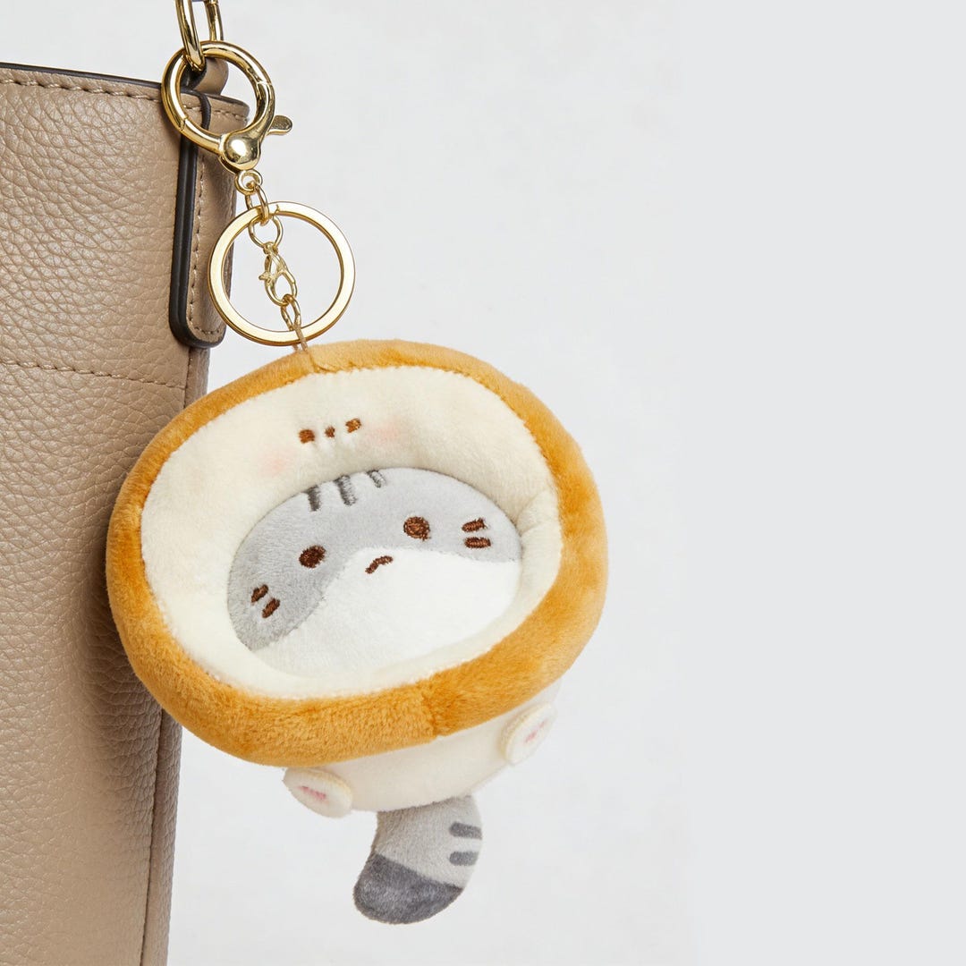 Plush Shy Cat Keychain With Bell | Cat Bag Charm | Backpack & Car Key ...