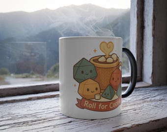Farbe, die heiße Kakaotasse, wunderliche Keramiktasse verwandelt