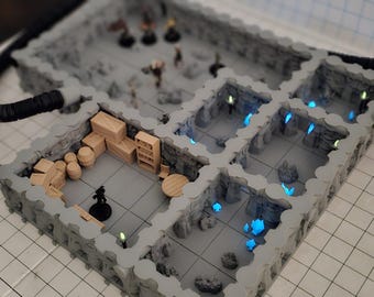 76pc Modular 3D Printable Cave Tiles STL | Fog Machine D&D Dungeon Terrain