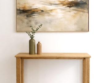 Narrow Oak Console Table – Solid Wood Scandinavian Entryway Table, Slim Modern Hallway Furniture