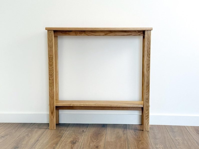 Modern oak sofa table with storage shelf