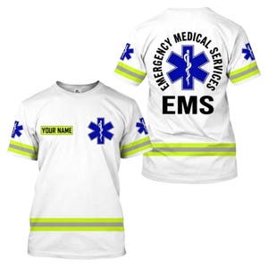 Personalized EMS Reflective Shirt, Custom Name Emergency Medical Services EMT Paramedic Gift