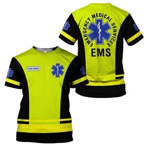 Personalized High Visibility EMS Shirt, Custom Name Paramedic Uniform, First Responder EMT Gift