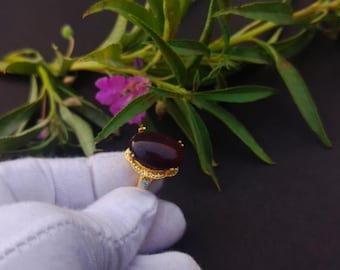 Vintage Red Garnet Ring | Gold Plated Cocktail Statement Jewelry