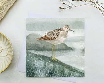 Sandpiper Greeting Card: Coastal Bird Art, Blank Inside