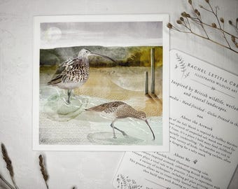 Curlew Bird Art Print: British Coastal Illustration