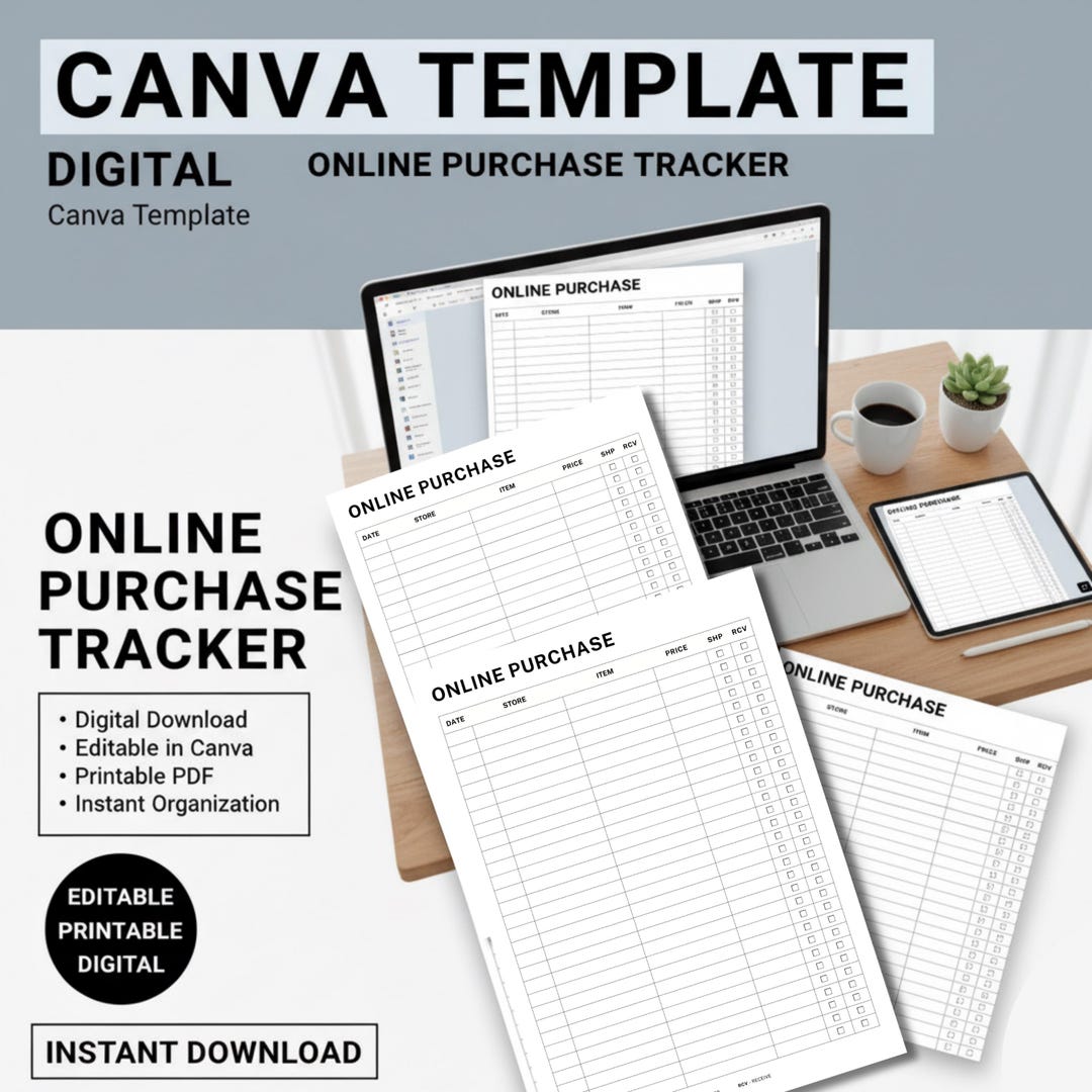 Purchase Tracker Form.pdf Online Purchase Tracker: Printable Shopping Log & Budget (PDF) - Etsy