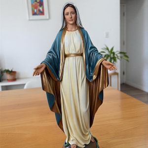 10.8 inch Our Lady of Grace Statue | Virgin Mary Figurine | Catholic Home Decor | Religious Gift | Hand Painted Blessed Mary Altar